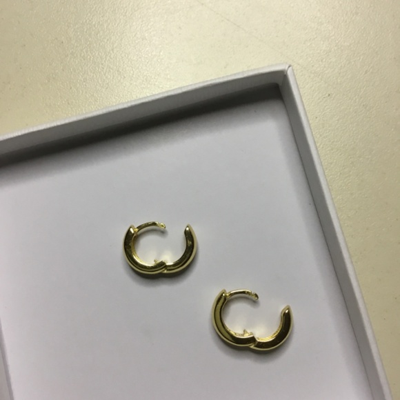 Bold Thick Hoop Huggie Earrings - Picture 2 of 2